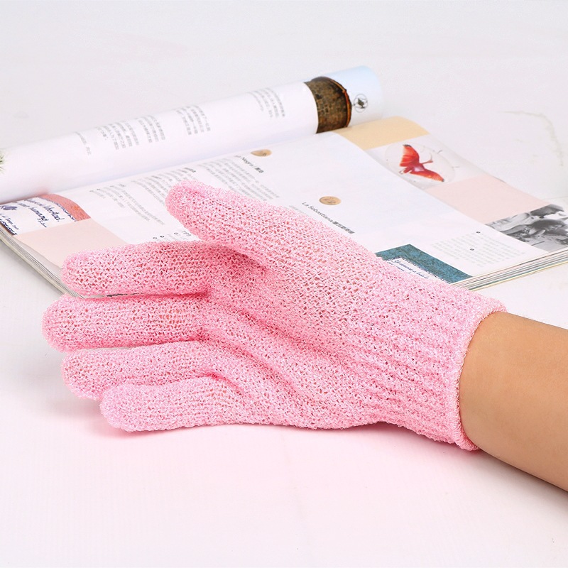 Guantes de baño de cinco dedos, guantes exfoliantes, toalla de baño de masaje de fibra creativa, precio unitario