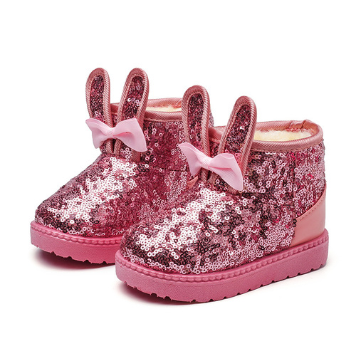 Sparkling Rabbit Ear Snow Boots for Girls, Children's Snow Boots Manufacturer Wholesale with Dropshipping