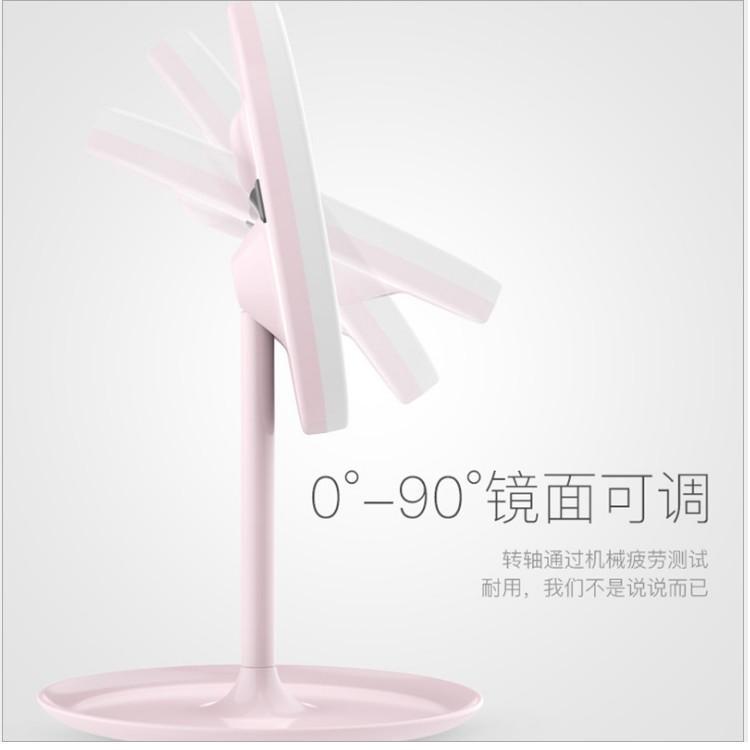 Espejo de maquillaje inteligente personalizado Espejo de vestir portátil Espejo de escritorio red Espejo de relleno de luz Estudiante almacenamiento LED con atenuación de luz