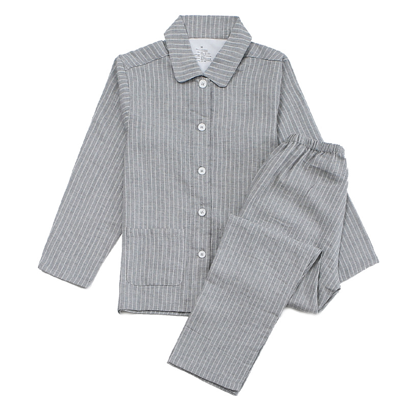 더블 원사 홈웨어-그레이 핀스트라이프