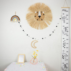 Nordic Handwoven Cartoon Lion & Tiger Straw Home Wall Decorations – Perfect for Kids' Rooms & Children's Clothing Stores