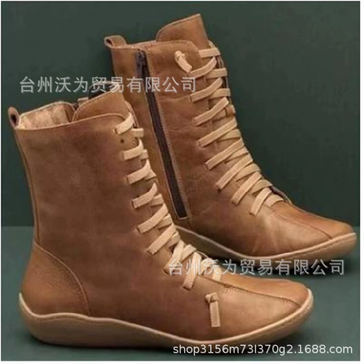 Большие сапоги Martin сапоги женский 2024 осень-зима новый европейский и американский низкий каблуки плоский каблуки женские сапоги высокие сапоги женский wish Amazon