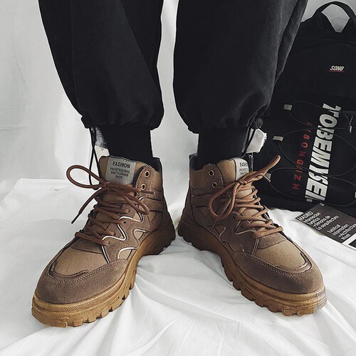 2024 Autumn New High Top Martin Boots Men's Korean Style Work Boots Versatile Desert Boots Trendy Men's Boots Dropshipping