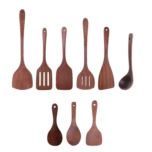 Wooden Spatula Set, Kitchen Chicken Wood Long Handle Ladle, Wooden Spoon and Spatula Set for Non-stick Pan, Customized Wooden Spoon and Spatula for Frying