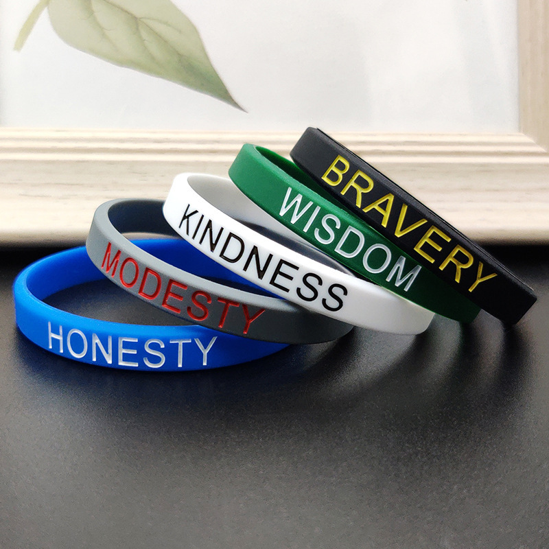 Brave Kindness Wisdom Humility Honesty Inspirational Positive Energy Silicone Bracelet Student Couple Sports Simple Bracelet Male
