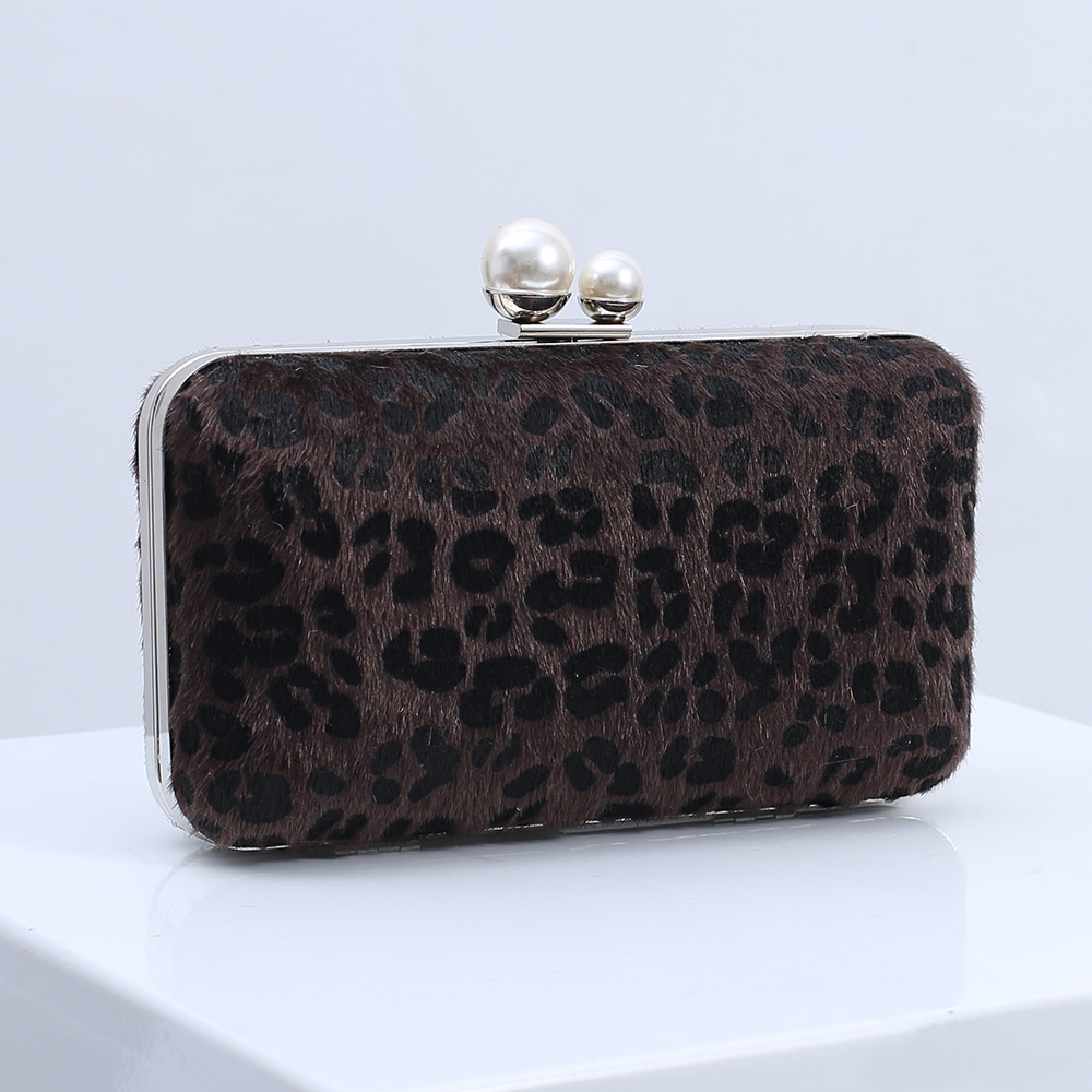 2023 transfronterizo de Europa y América del estampado de leopardo bolso de noche bolso de hombro de la manera del embrague de las mujeres vestido de noche bolsa de entrega