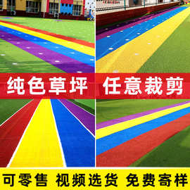 幼儿园人造草坪纯色彩色彩虹跑道专用草坪塑料仿真人造地毯假草坪
