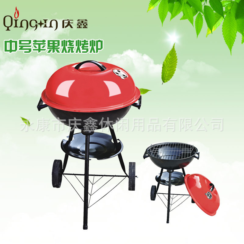 Parrilla de barbacoa portátil triangular con tapa, en forma de manzana, de tamaño mediano, superventas transfronteriza, para exteriores. image 3