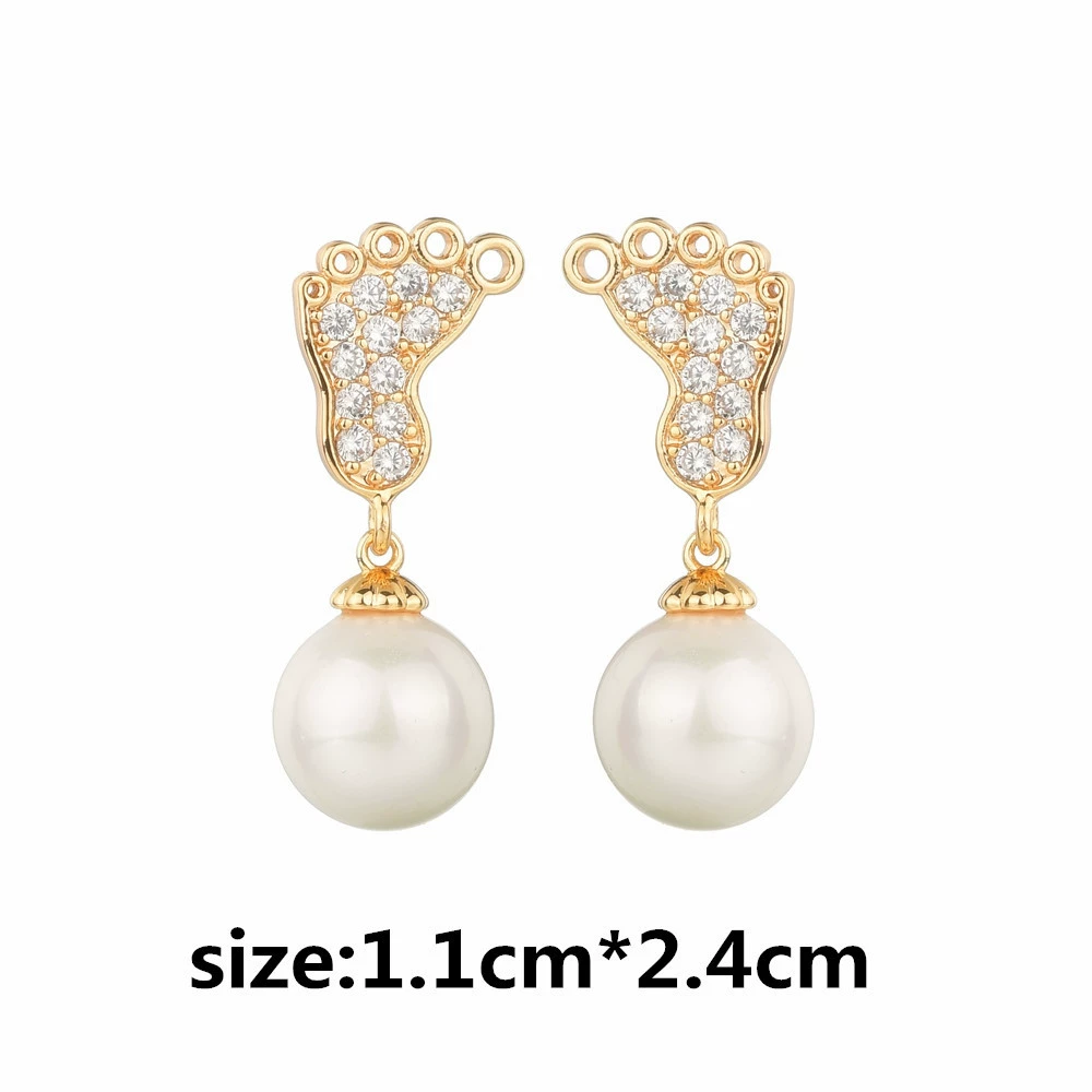 Серьги из жемчирала, золотистый циркон, европейский стиль, оптом