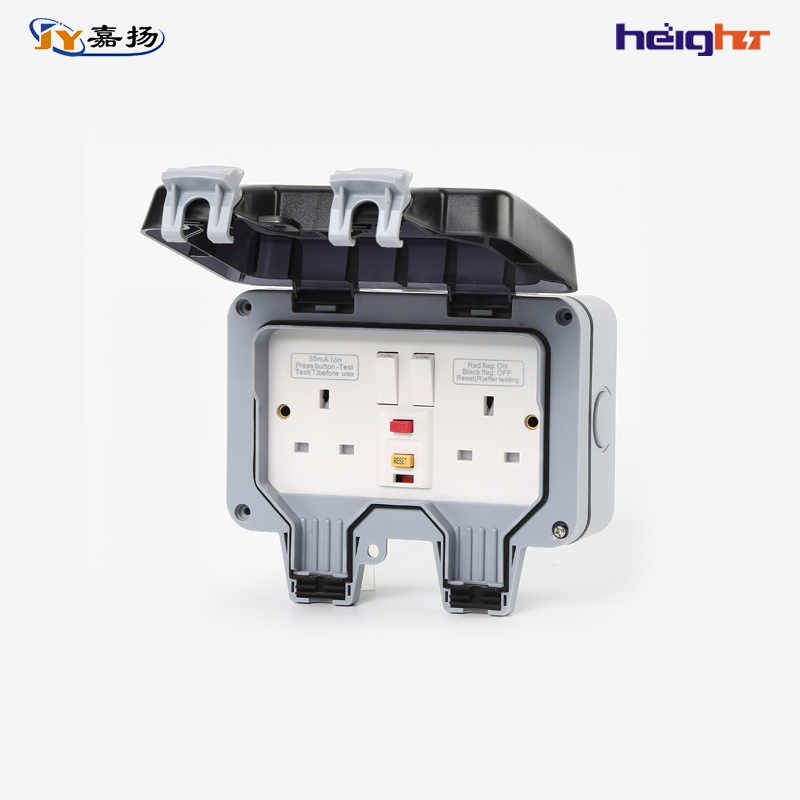 Factory Direct Supply IP66 Outdoor Waterproof Plug with British Style Leakage Protection Socket Outdoor Waterproof Switch Power Strip