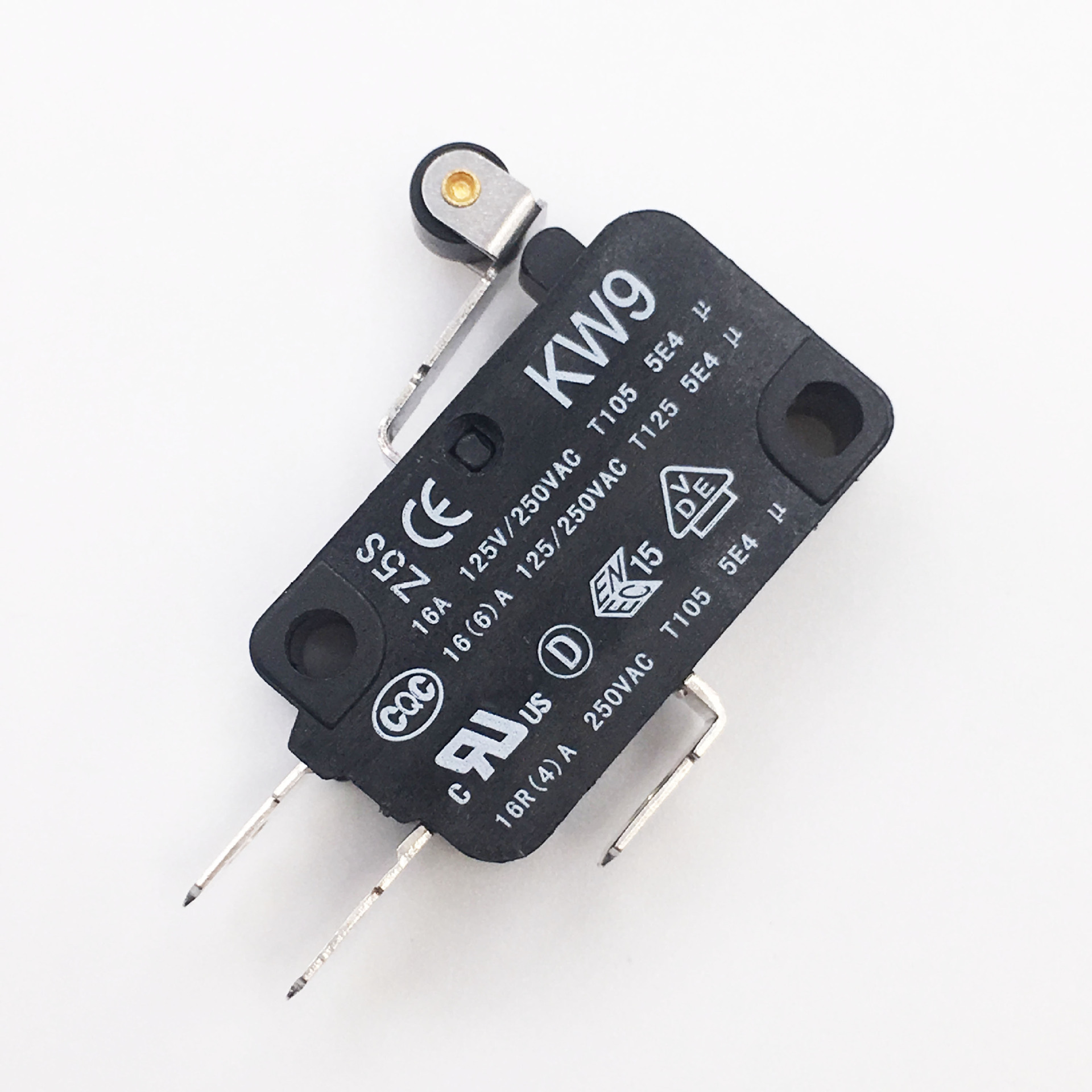 QIAOH微动开关KW9-3Z-03AF2行程开关欧姆龙开关短柄带滚轮动臂