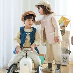 Factory Wholesale 2022 Autumn/Winter Children's Coral Fleece Vests with Thick Warm Plush for Boys and Girls Cotton Backless Vests