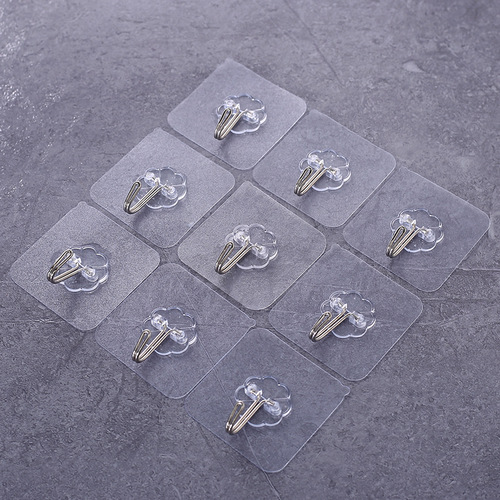 Manufacturer's Super Strong Adhesive Hook Tape, No Nailing Hole, Invisible Transparent Self-Adhesive Hook Strips for Bathroom, Kitchen, and Wardrobe