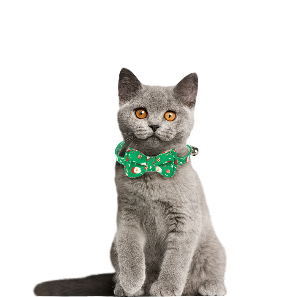 Fabricantes de nuevos productos de mascotas transfronterizos en stock Santa Claus Snowflake Collar de gato de Navidad