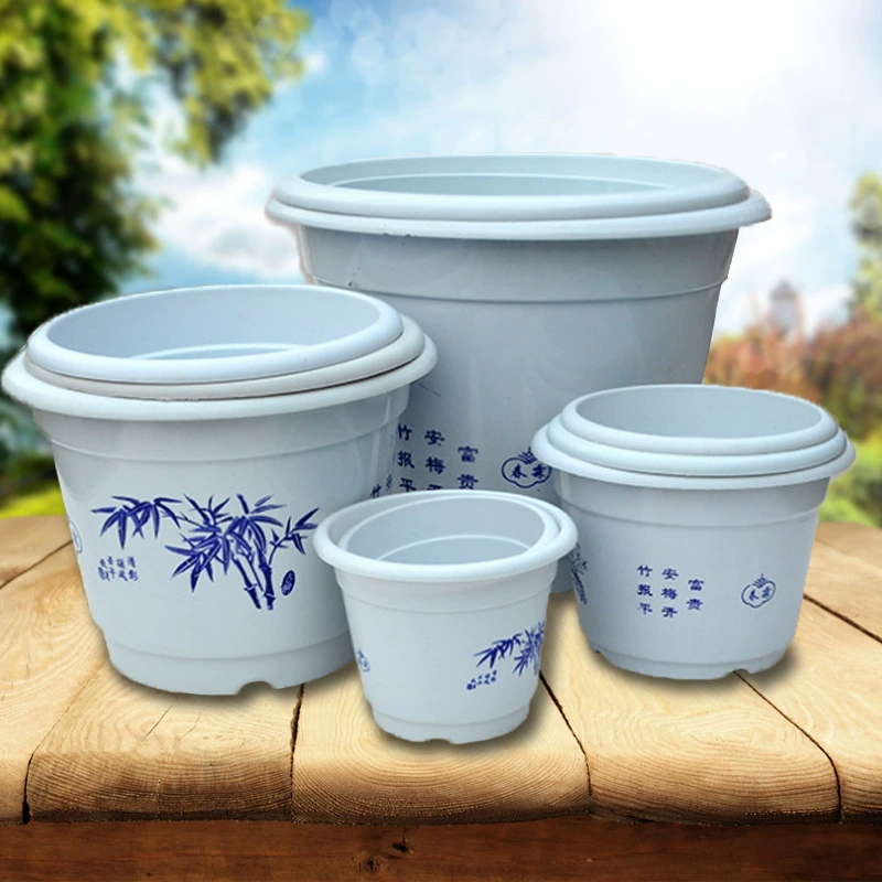 Зеленая Роза Цветочный горшок для рассады Балкон Крытый Круглый Зеленый Посадка Пластиковый Простой Большой Цветочный Горшок