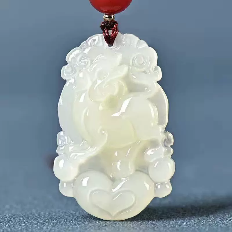 Жадеитовый кулон зодиака, афганский синий и белый jade, двенадцать резьбовых знаков, 12 дизайнов