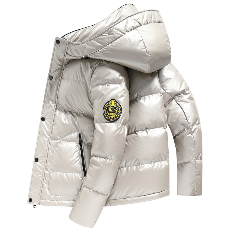 Men's Clothing winter new white duck Silk cotton hooded Silk cotton jacket men's thick short trendy Silk cotton jacket outdoor cold proof jacket_voghion.com