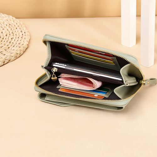 Women's Wallet PU Leather Long Mobile Phone Bag  Fashion Korean Version Multifunctional Student Wallet Crossbody Passholder Bag