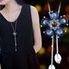 Long sweater with bow, chain, crystal with tassels, pendant, necklace, clothing, accessory, simple and elegant design, wholesale