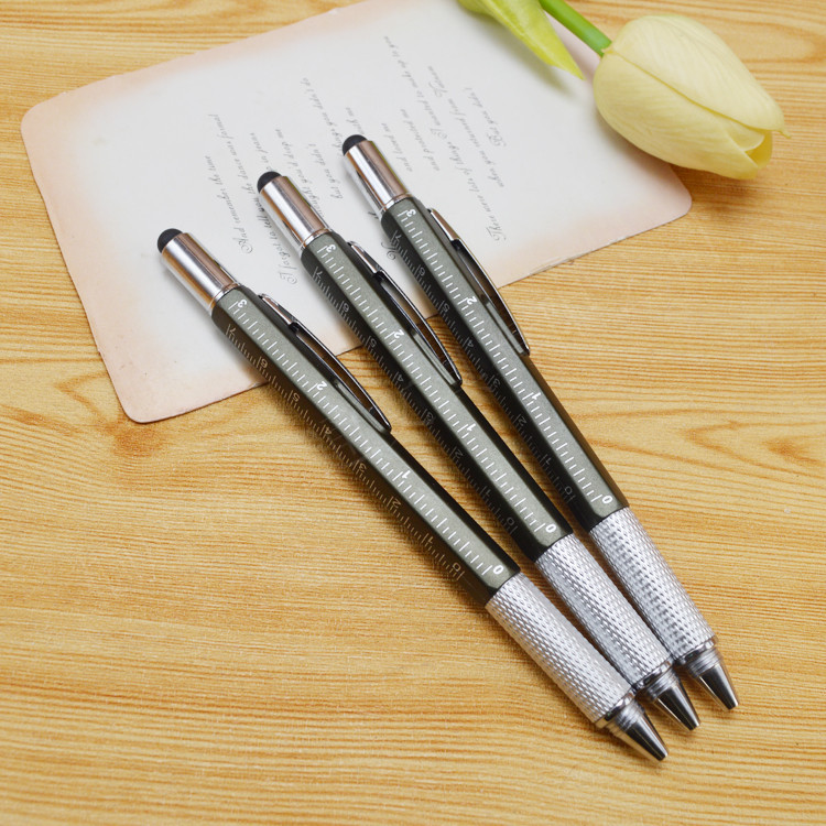 Pequeño lote multifunción destornillador bolígrafo plástico herramienta pluma seis en un nivel táctil publicidad regalo pluma