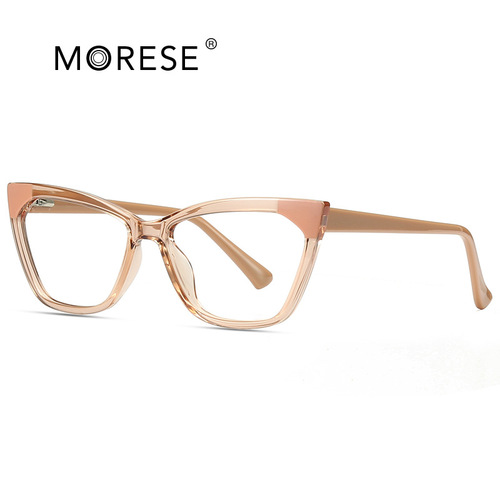 Frame glasses fashionable cat-eye anti-blue light glasses literary and artistic European and American trend flat glasses TR90 slingshot cross-border 2040