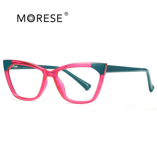 Frame glasses fashionable cat-eye anti-blue light glasses literary and artistic European and American trend flat glasses TR90 slingshot cross-border 2040