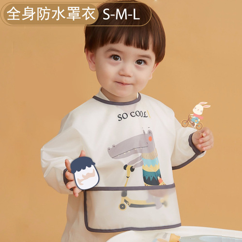Full body waterproof smock for babies, reverse dressing smock, children's reverse dressing smock, infant and toddler eating clothes, painting smock