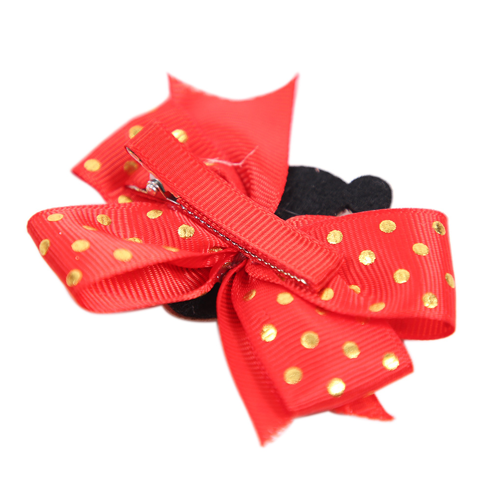 Pasador de pelo navideño con diseño de cuernos de reno, lazo, adornos navideños, dibujos animados infantiles, brillantina, gorro de Papá Noel, clip lateral image 4