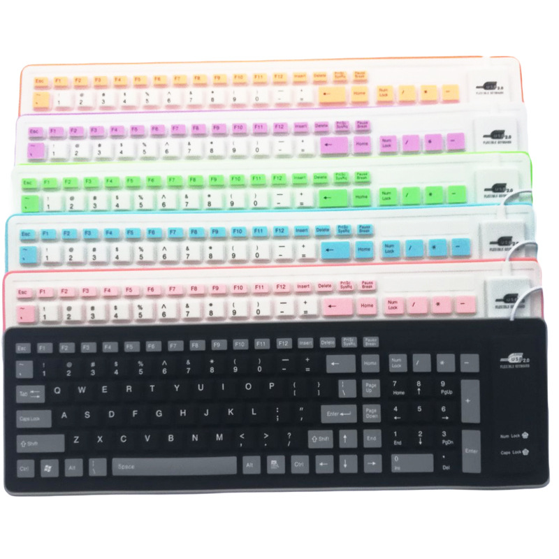 Silicona suave teclado plegable impermeable a prueba de polvo 103 teclas USB con cable portátil escritorio universal Silicona