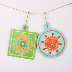 Spring and Summer New Colorful Pattern Decorative Wall Panels for Home Living Room Wall Wooden Painting, Wood Craft Painting