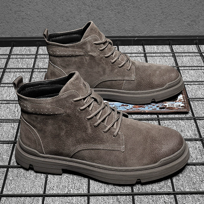 Ботинки Martin, мужские высокие мужские ботинки в британском стиле, зимние хлопчатобумажные ботинки на флисовой подкладке, рабочие ботинки, мужские ботинки со средним верхом, кожаные мужские ботинки