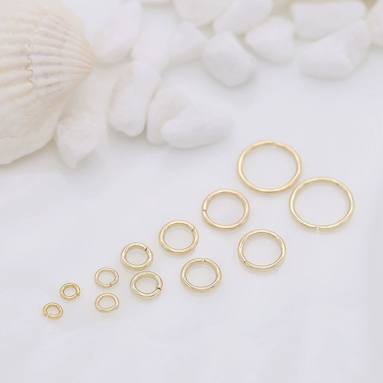 Открытое кольцо из настоящего золота 14 карат, сохраняющее цвет, одиночное кольцо, медное кольцо, плоское кольцо с несколькими спецификациями, ювелирные аксессуары, 1000 шт./упак.