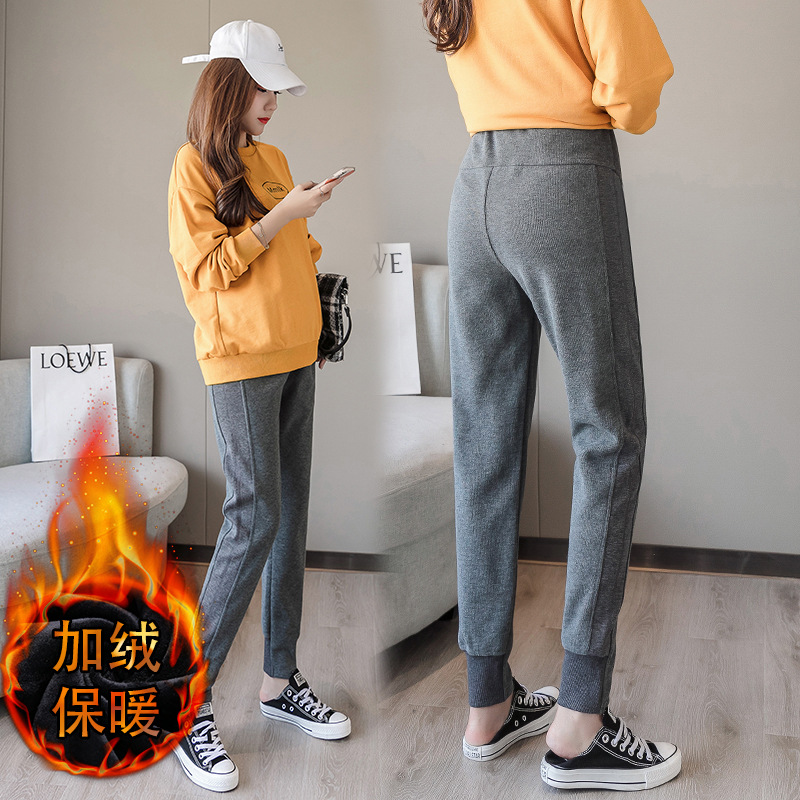 2021 moda 90 algodón casual Pantalones deportivos de primavera, Otoño e Invierno ropa forrada de lana engrosada pantalones de maternidad