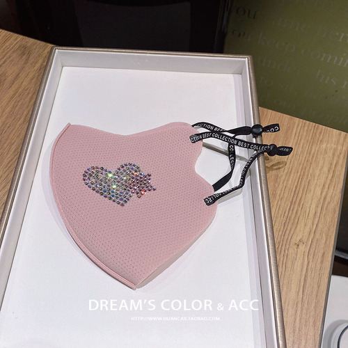 B1268 Korean Autumn/Winter Diamond-Studded Air Cotton Goddess Heart Star Social Media Influencer Dustproof Mesh Breathable Mask