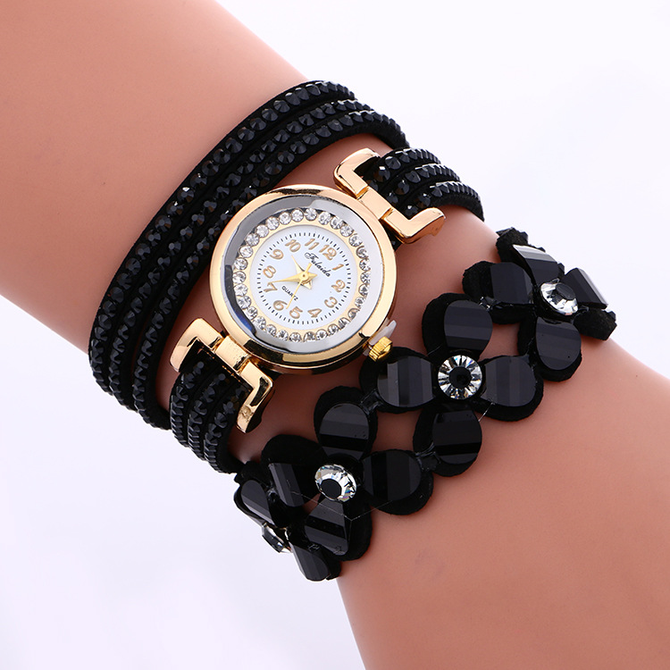 Ladies Twine Set Diamond Korea Velvet Bracelet Quartz Performance Watch