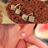 Accessory, metal earrings, crystal, Korean style, wholesale, with gem