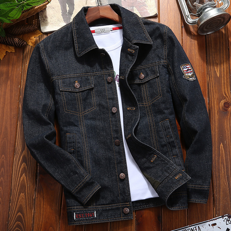 2025 nuevo chaqueta de vaquero hombre primavera y otoño chaqueta de trabajo americano casual suelta gran chaqueta de collar retro