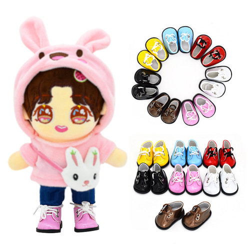 5cm baby shoes, star doll idol cute lace-up small leather shoes, 20cm cotton doll doll toy shoes