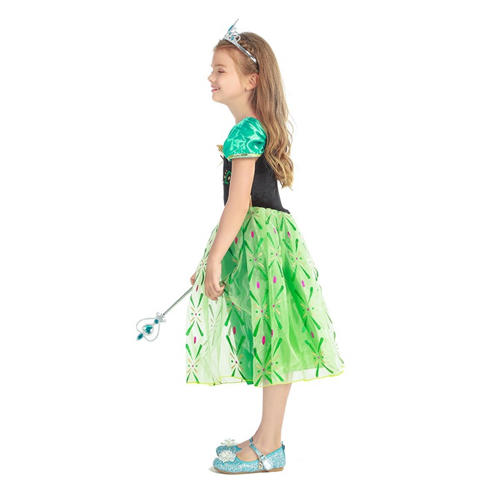 Vestido de terciopelo negro de Frozen Anna 2025 para niños, disfraz de actuación, vestido de gala infantil de Frozen image 6