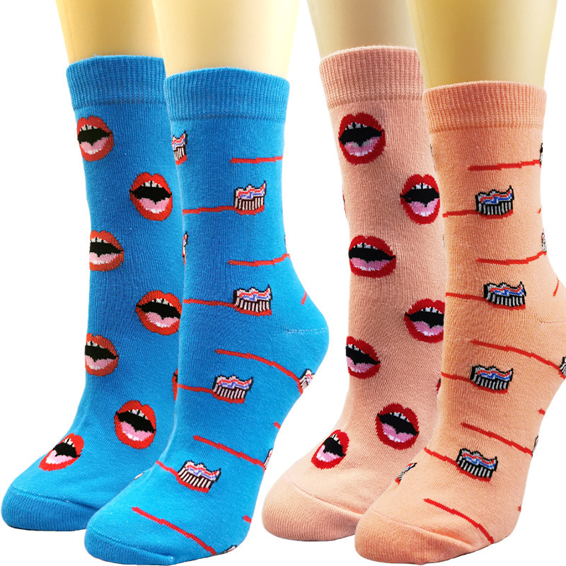 In-Stock New European and American Style Personality Lip Toothbrush Men's Socks Women's Socks Mid-Tube Short Socks Cotton Socks Trendy Illustration Fashion Socks In-Stock New European and American Style Personality Lip Toothbrush Men's Socks Women's Socks Mid-Tube Short Socks Cotton Socks Trendy Illustration Fashion Socks