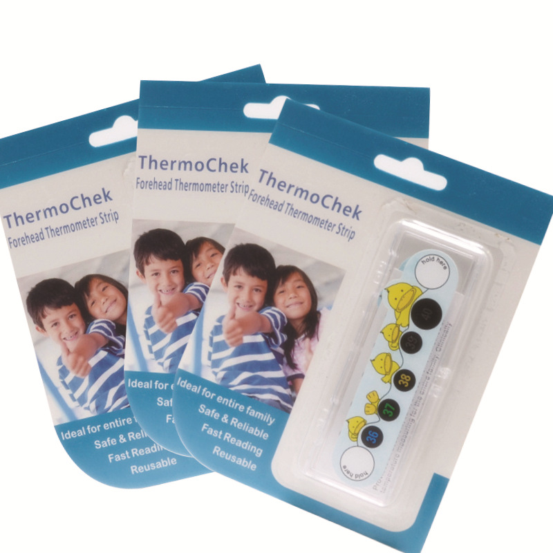 Cartoon temperature measurement sticker on forehead