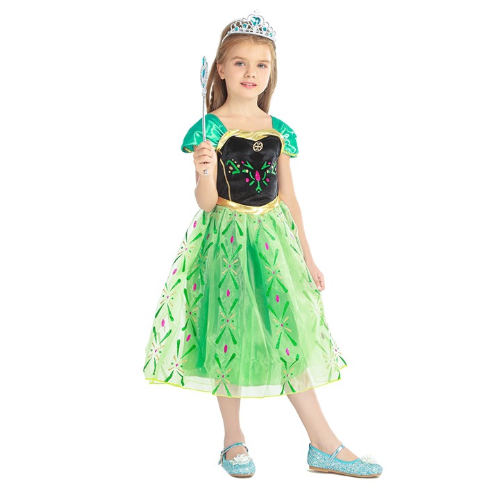 Vestido de terciopelo negro de Frozen Anna 2025 para niños, disfraz de actuación, vestido de gala infantil de Frozen image 8