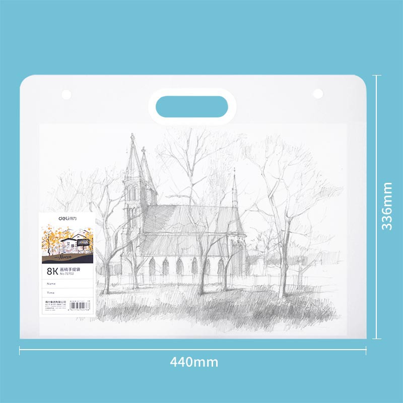 Deli papel de dibujo 4K bolso papel de dibujo bolsa de almacenamiento documento de dibujo Libro 8 Abrir pintura Carpeta de dibujo favoritos