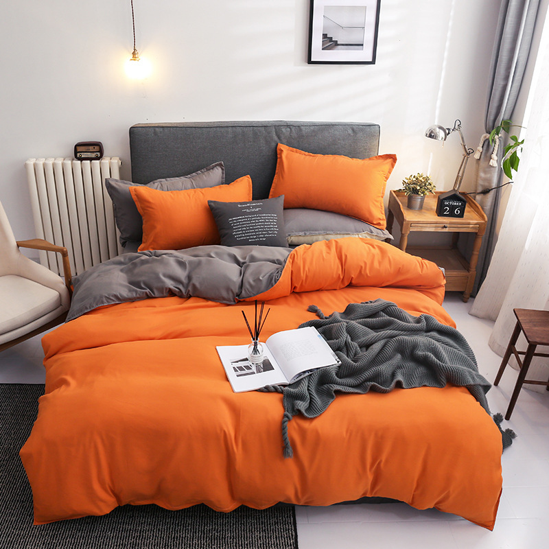 Minimalist style matte solid color double bed sheets, duvet covers, pillowcases, four piece set_voghion.com