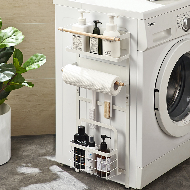 Magnetic Absorption Punch-Free Washing Machine Storage Rack Household Simple White Side Wall Iron Hanger Wall-Mounted Storage Rack