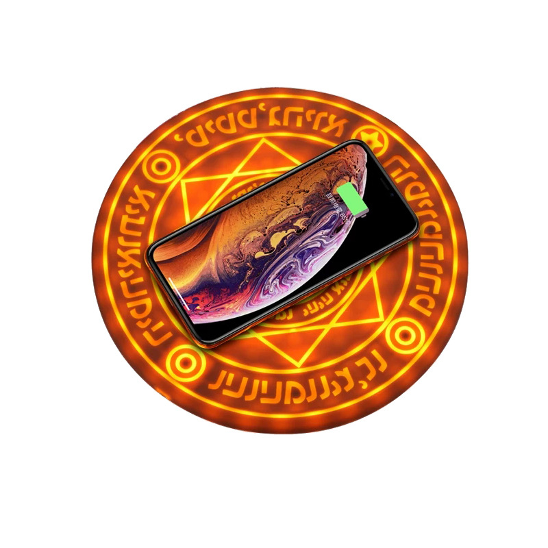 Matriz mágica Cargador inalámbrico Diámetro 25CM con efecto de sonido Marquesina 10W Carga rápida Base de carga inalámbrica para teléfono móvil