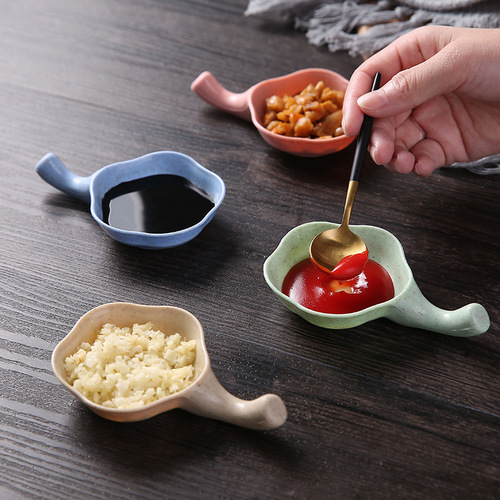 Handle condiment dish household small dish creative mini salad dipping sauce seasoning tomato soy sauce vinegar dish