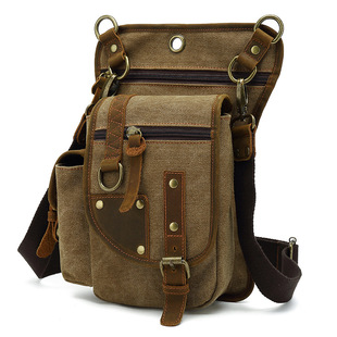 Aoge New Outdoor Riding Leg Bag Men's Canvas Fashionable Casual Shoulder Crossbody Bag Korean Fashionable Waist Bag