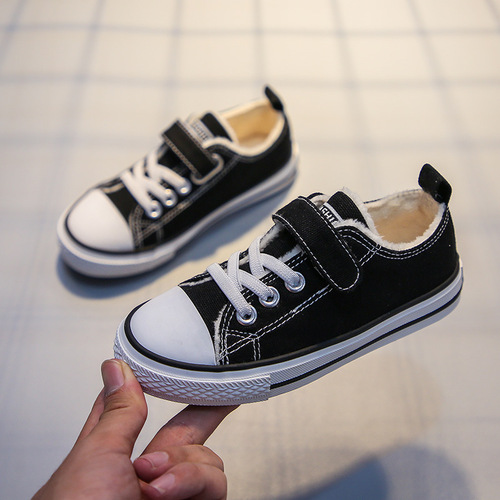 Children's Cotton Shoes, Unisex Winter  New Fleece Canvas Shoes with Magic Stick, Heated Baby Shoes