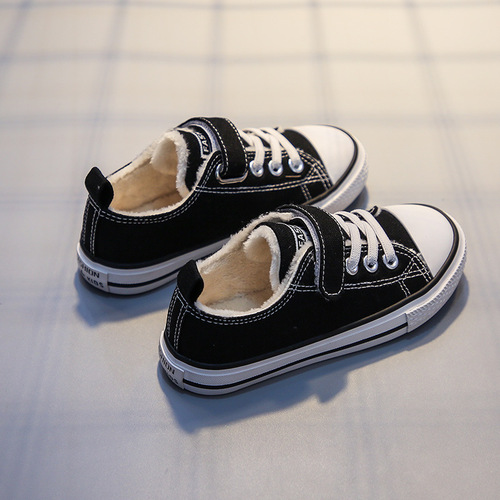 Children's Cotton Shoes, Unisex Winter  New Fleece Canvas Shoes with Magic Stick, Heated Baby Shoes